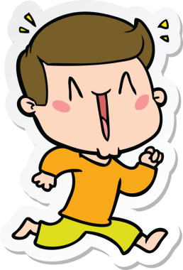 Bir insan tarafından çizilmiş heyecanlı bir adamın çıkartması.