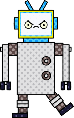 bir insan tarafından çizilmiş bir robotun çizgi roman tarzı