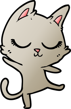 Bir insan tarafından çizilmiş sakin çizgi film kedisi.