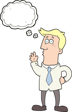 Bir insan tarafından çizilmiş serbest çizim balon karikatür işadamı