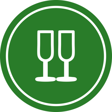 Bir insan tarafından çizilmiş şampanya bardakları yuvarlak sembol