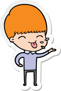 Bir insan tarafından çizilmiş kaba bir adamın karikatür çıkartması.