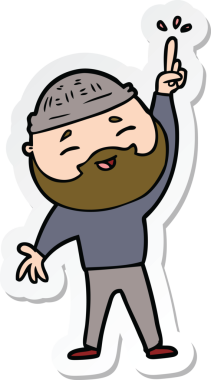 Bir insan tarafından çizilmiş mutlu sakallı bir adamın çıkartması.