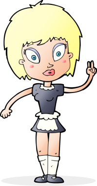 Bir insan tarafından çizilmiş çizgi film hizmetçisi.