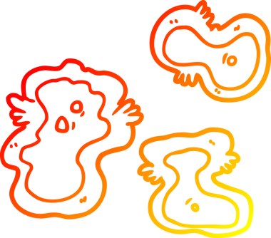 Bir insan tarafından çizilmiş çizgi film mikroplarının sıcak çizgi çizimi