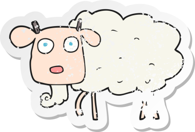 Bir insan tarafından çizilmiş bir keçinin gerilmiş çıkartması.