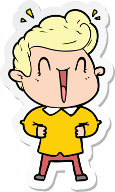 Bir insan tarafından çizilmiş heyecanlı bir adamın çıkartması.