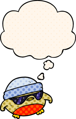 Bir insan tarafından çizilmiş, çizgi roman tarzı düşünce baloncuğu olan havalı noel robinleri.