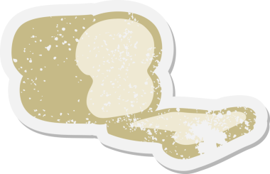 Bir insan tarafından çizilmiş dilimlenmiş somun ekmek grunge etiketi.