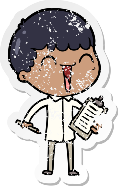 Bir insan tarafından çizilmiş mutlu bir adamın sıkıntılı çıkartması.