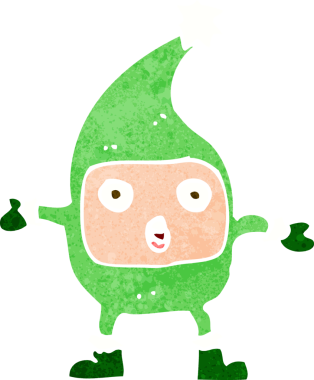 Bir insan tarafından çizilmiş komik bir Noel yaratığı.