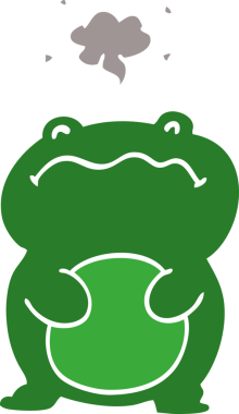 Bir insan tarafından çizilmiş komik karikatür kurbağası.