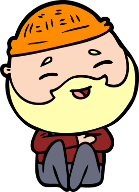 Bir insan tarafından çizilmiş mutlu sakallı bir adam.