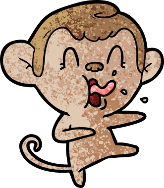 Bir insan tarafından çizilmiş çılgın çizgi film maymunu