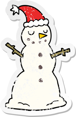 Bir insan tarafından çizilmiş bir kardan adamın sıkıntılı çıkartması.