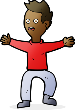 Bir insan tarafından çizilen panikleyen karikatür adamı.