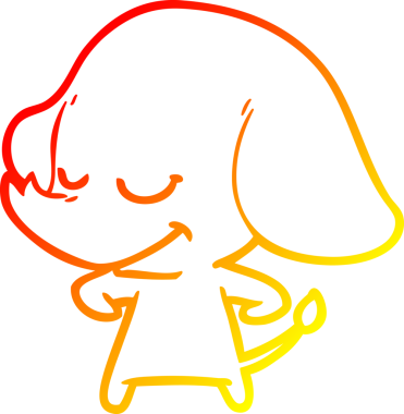 Bir insan tarafından çizilmiş gülümseyen bir filin sıcak çizgi çizimi