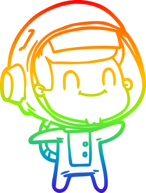 gökkuşağı gradyan çizimi mutlu bir çizgi astronot çizimi bir insan tarafından çizildi