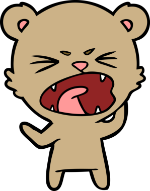 Kızgın çizgi film ayısı bir insan tarafından çizilmiş bağırıyor