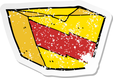 Bir insan tarafından çizilmiş karikatür makarna kutusunun gerilimli yapıştırması.