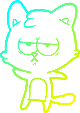 Sıkılmış çizgi film kedisinin insan tarafından çizilmiş soğuk gradyan çizgisi