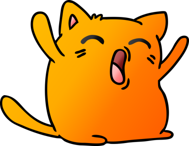 Bir insan tarafından çizilmiş sevimli kawaii kedisinin serbest çizim çizimi