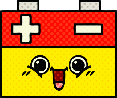 Bir insan tarafından çizilmiş bir araba aküsünün çizgi romanı.