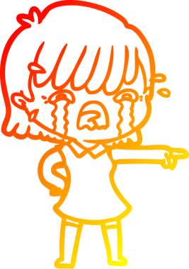 Bir insan tarafından çizilmiş ağlayan çizgi film kızı çizimi.