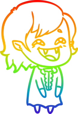 Gökkuşağı gradyan çizgi çizimi Bir insan tarafından çizilmiş gülen vampir kız çizgi filmi