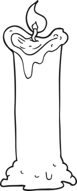 Bir insan tarafından çizilmiş siyah beyaz karikatür korkunç mum.