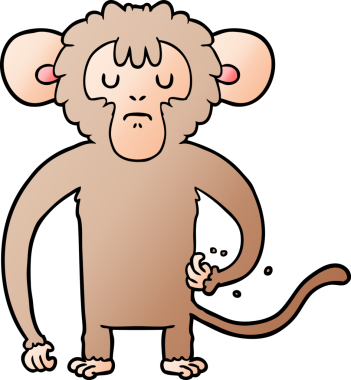 Bir insan tarafından çizilmiş çizgi film maymunu çizimi