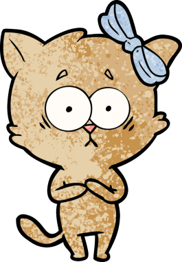 Bir insan tarafından çizilmiş çizgi film kedisi.