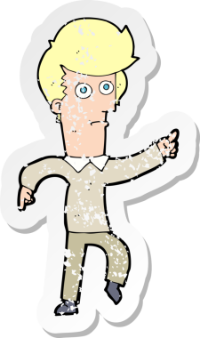 Bir insan tarafından çizilmiş karikatür adamın gerilmiş çıkartması.