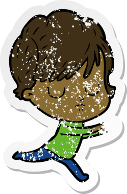 Bir insan tarafından çizilmiş karikatür bir kadının sıkıntılı çıkartması.