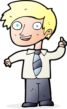 Bir insan tarafından çizilmiş bir fikri olan karikatür okulu çocuğu.