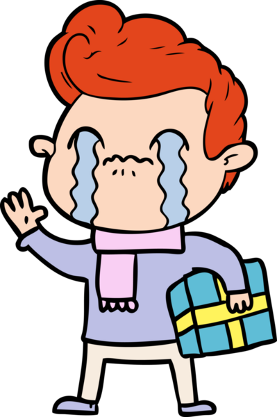 Bir insan tarafından çizilmiş ağlayan çizgi film adamı.