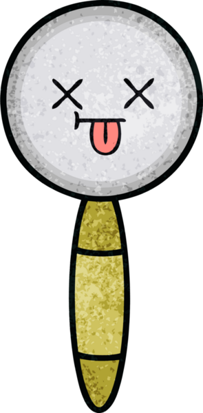 Bir insan tarafından çizilmiş bir büyüteçin retro grunge desen karikatürü