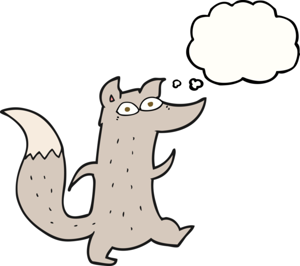 Bir insan tarafından çizilmiş serbest çizim balon karikatür şirin kurt