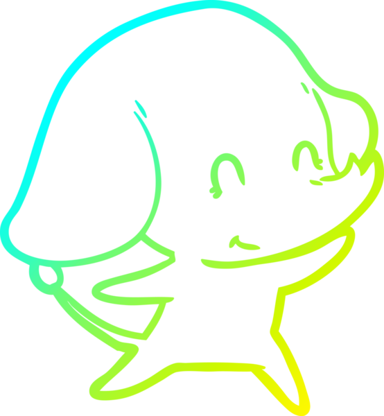 Bir insan tarafından çizilmiş şirin bir filin soğuk gradyan çizgisi