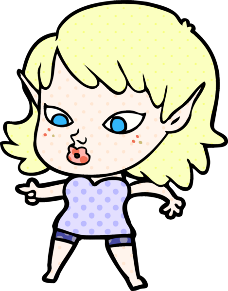 Bir insan tarafından çizilmiş güzel elf kızı.