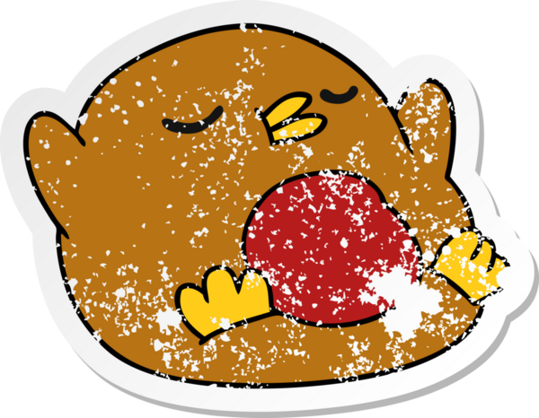 Bir insan tarafından çizilmiş serbest sticker çizgi film Şirin kawaii kırmızı robin