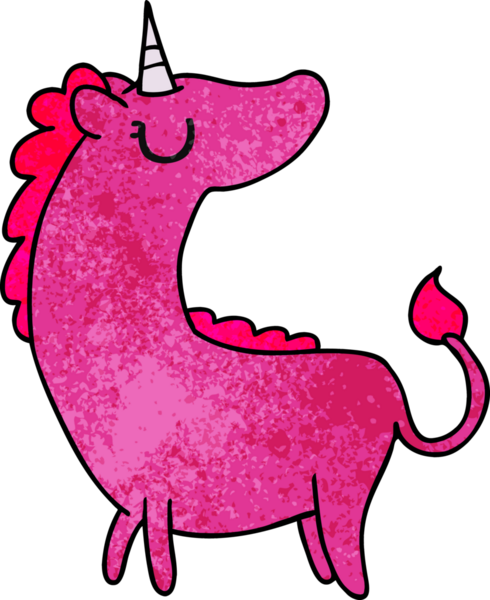 Bir insan tarafından çizilmiş kawaii tek boynuzlu atının serbest çizimi.