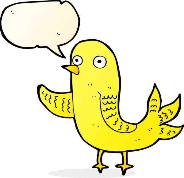 bir insan tarafından çizilmiş konuşma baloncuklu bir çizgi film kuşu.