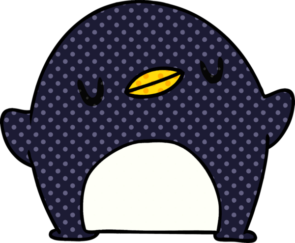 Bir insan tarafından çizilmiş sevimli bir penguen resmi.