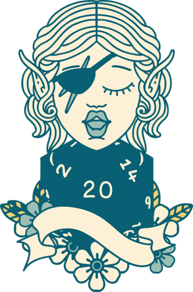 Retro Dövme Tarzı Bir insan tarafından çizilmiş doğal yirmilik zarlı düzenbaz karakter