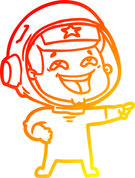 Bir insan tarafından çizilmiş gülen astronotun sıcak çizgi çizimi