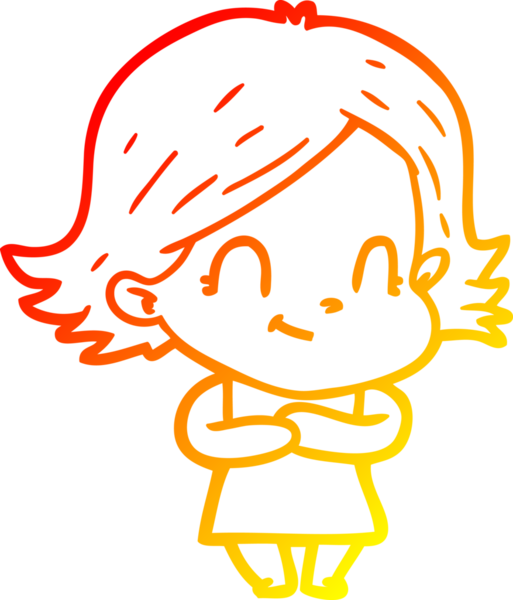 Bir insan tarafından çizilmiş, karikatür dostu bir kız çizimi.