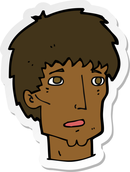 Bir insan tarafından çizilmiş endişeli bir karikatür çıkartması.