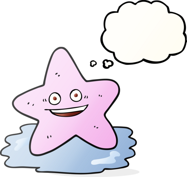 Bir insan tarafından çizilmiş serbest çizim düşünce baloncuğu denizyıldızı.