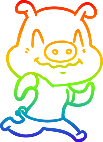 gökkuşağı gradyan çizimi bir insan tarafından çizilmiş sinir çizgi domuz